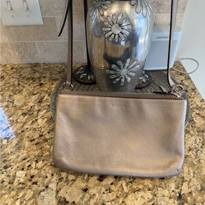 Coach Metallic Silver Leather Crossbody